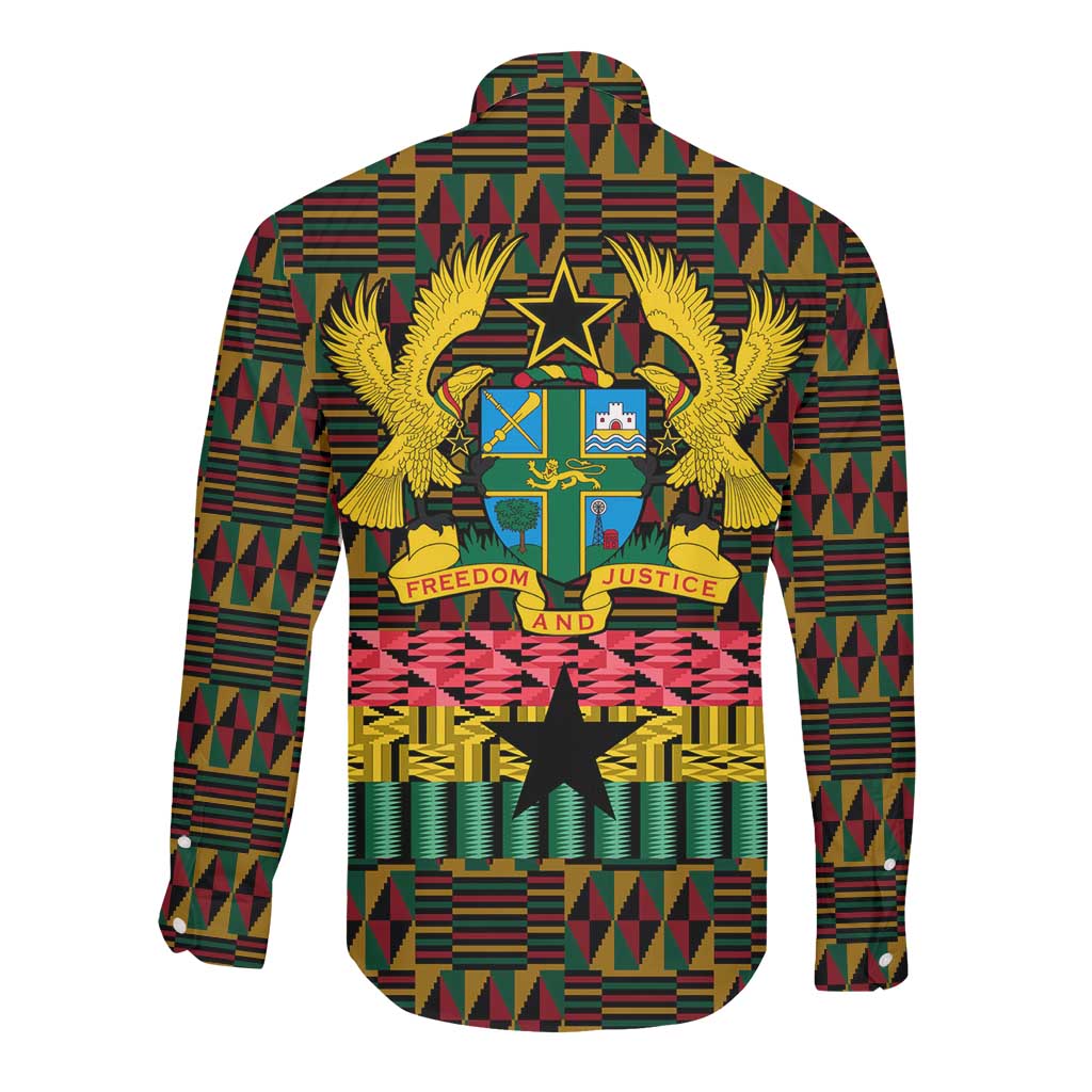 Kwame Nkrumah Ghana Long Sleeve Button Shirt Kente Pattern African