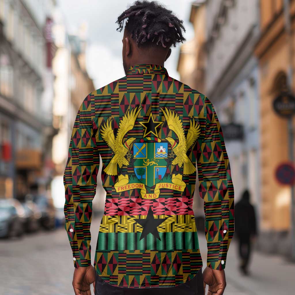 Kwame Nkrumah Ghana Long Sleeve Button Shirt Kente Pattern African