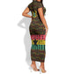 Kwame Nkrumah Ghana Short Sleeve Bodycon Dress Kente Pattern African TS04