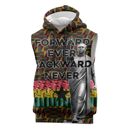 Kwame Nkrumah Ghana Sleeveless Hoodie Kente Pattern African - African Pride