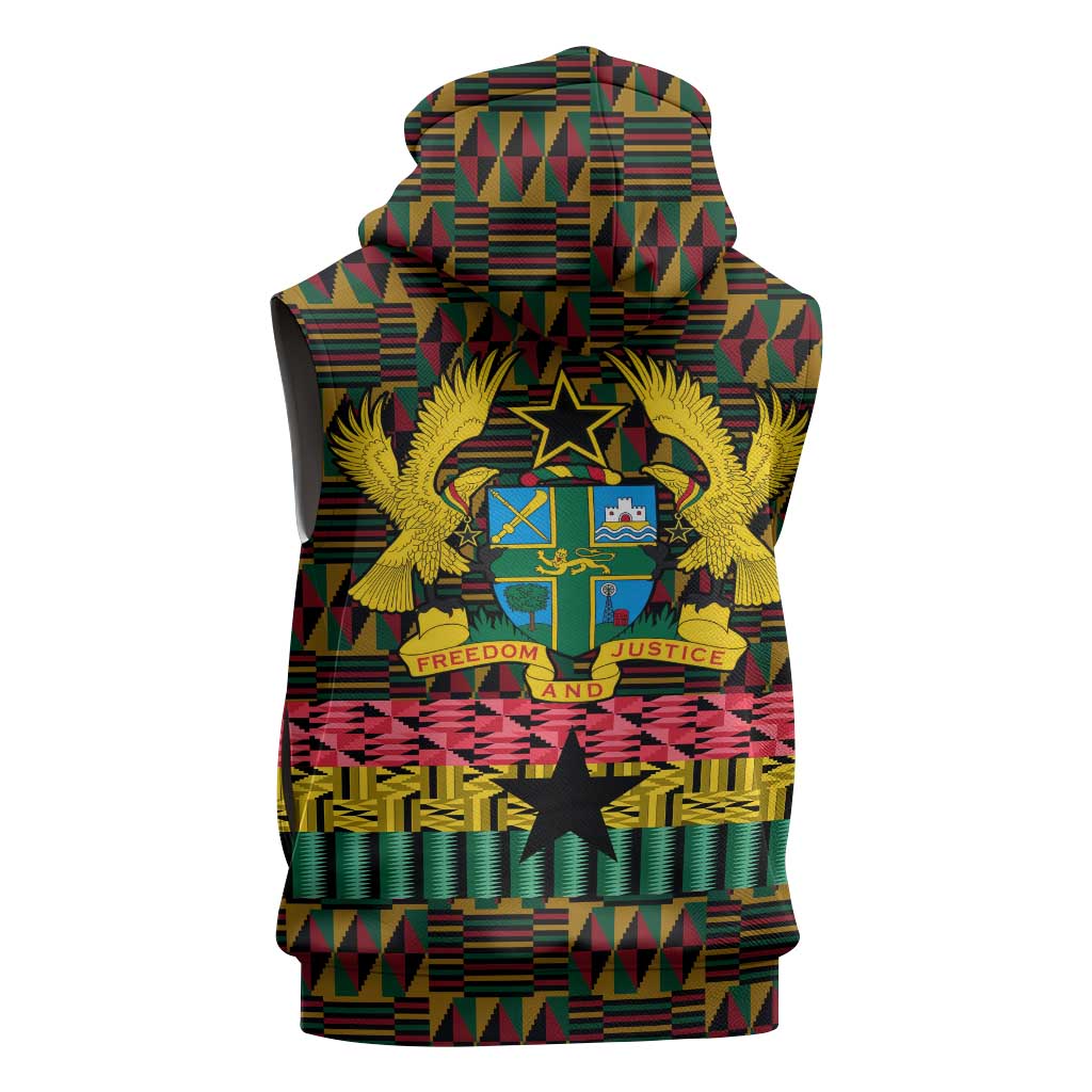 Kwame Nkrumah Ghana Sleeveless Zip Hoodie Kente Pattern African - African Pride