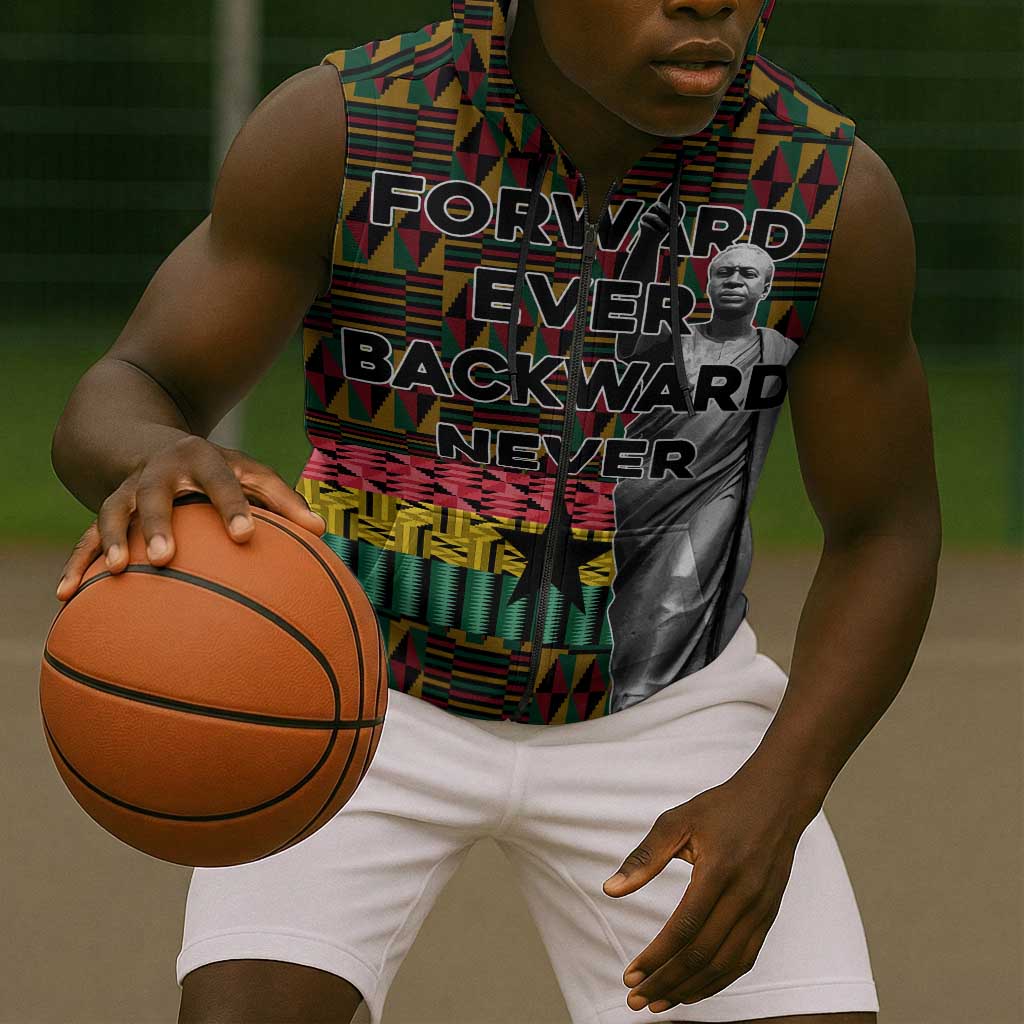 Kwame Nkrumah Ghana Sleeveless Zip Hoodie Kente Pattern African - African Pride