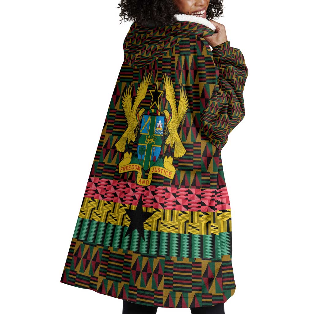 Kwame Nkrumah Ghana Wearable Blanket Hoodie Kente Pattern African