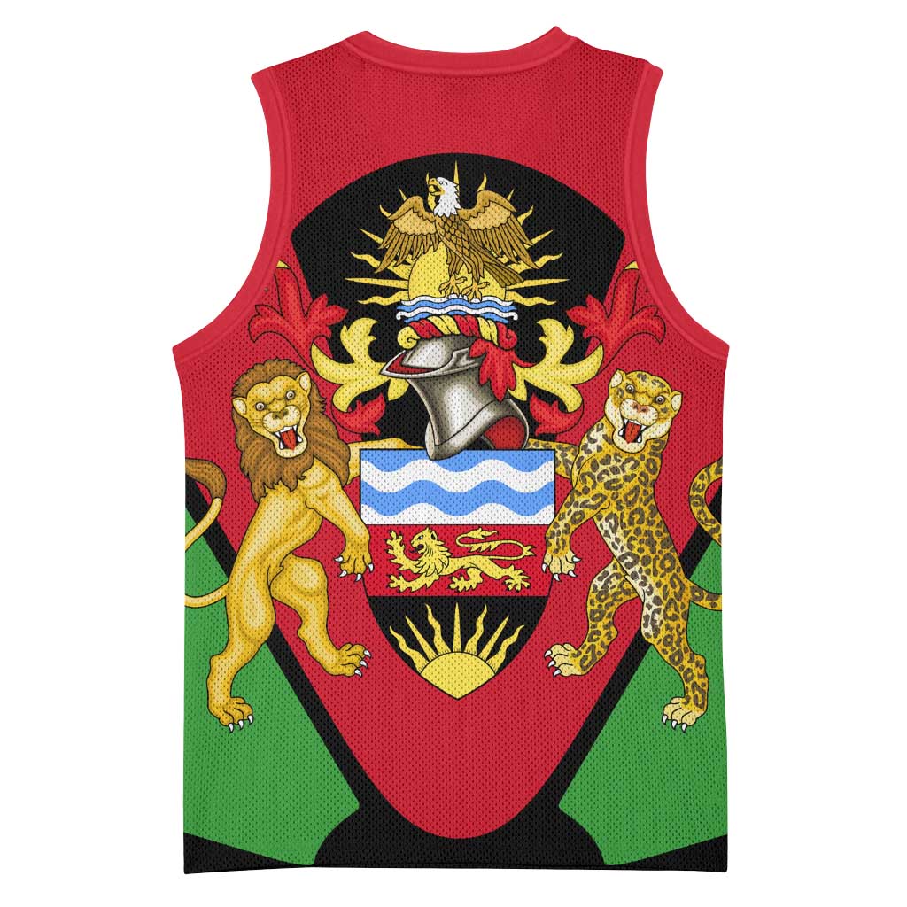 Malawi Basketball Jersey Flag Colors Blended with National Emblem TS04