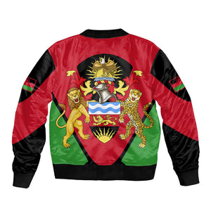 Malawi Bomber Jacket Flag Colors Blended with National Emblem