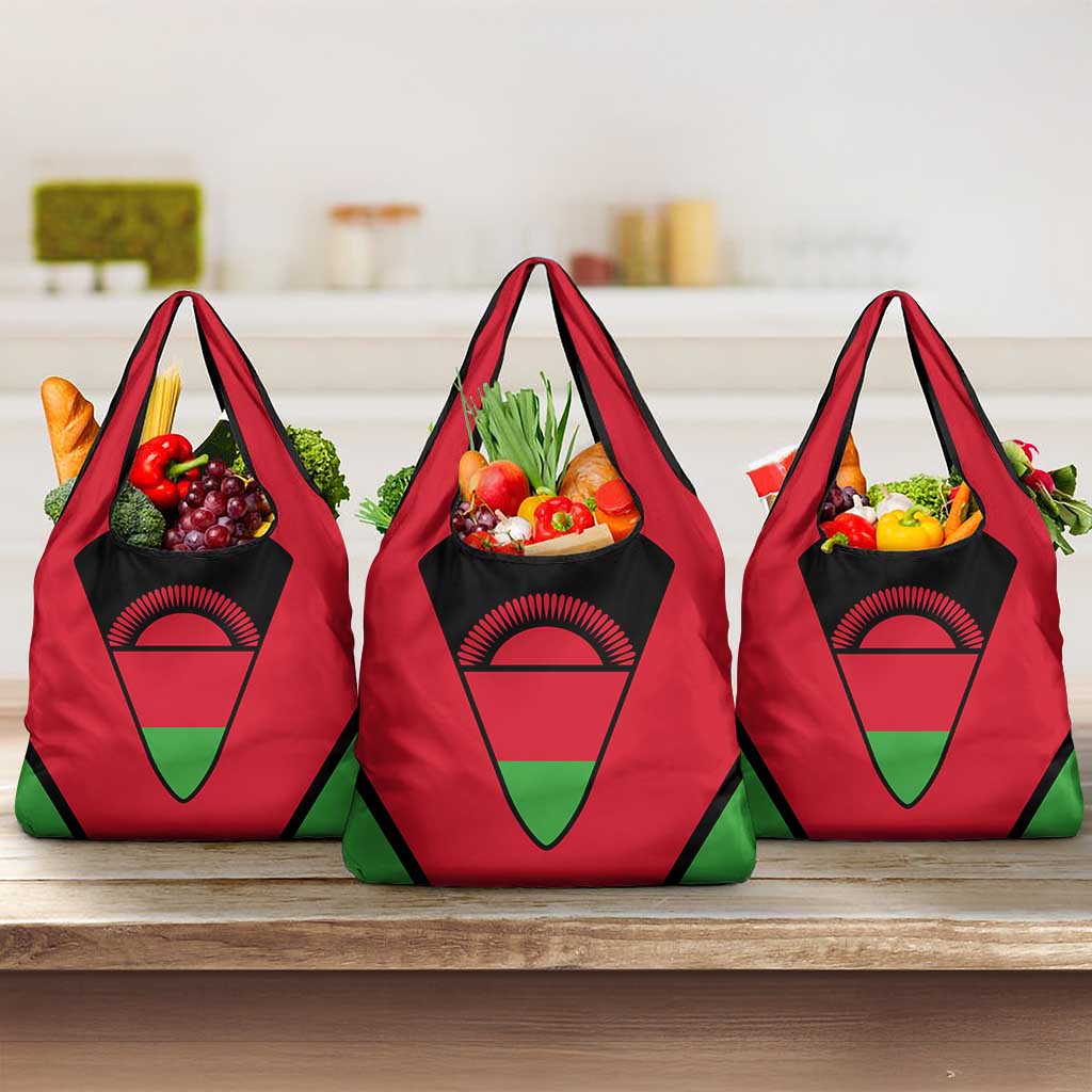 Malawi Grocery Bag Flag Colors Blended with National Emblem