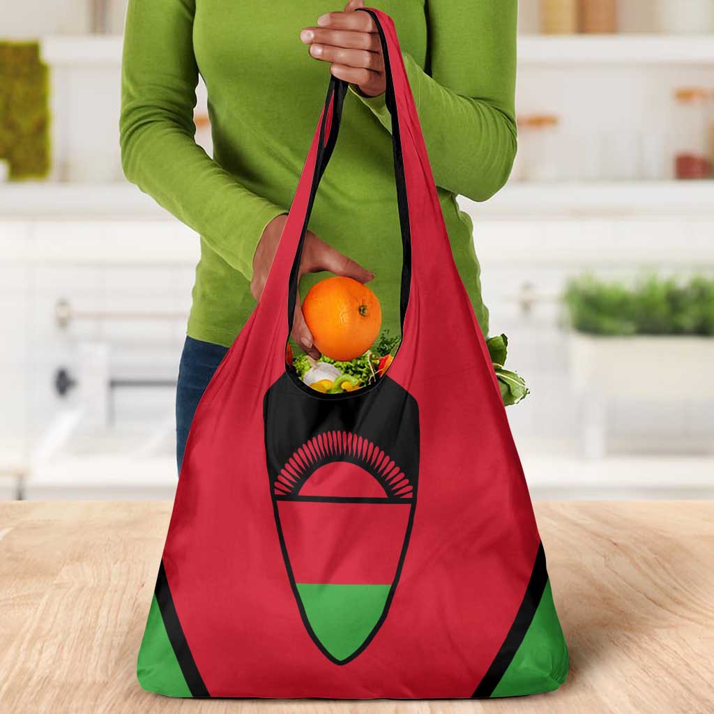 Malawi Grocery Bag Flag Colors Blended with National Emblem