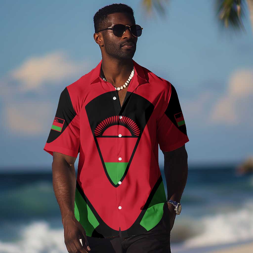 Malawi Hawaiian Shirt Flag Colors Blended with National Emblem