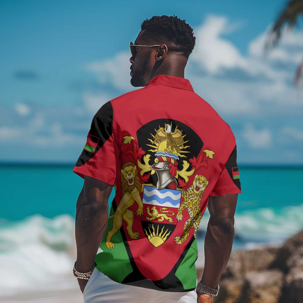 Malawi Hawaiian Shirt Flag Colors Blended with National Emblem