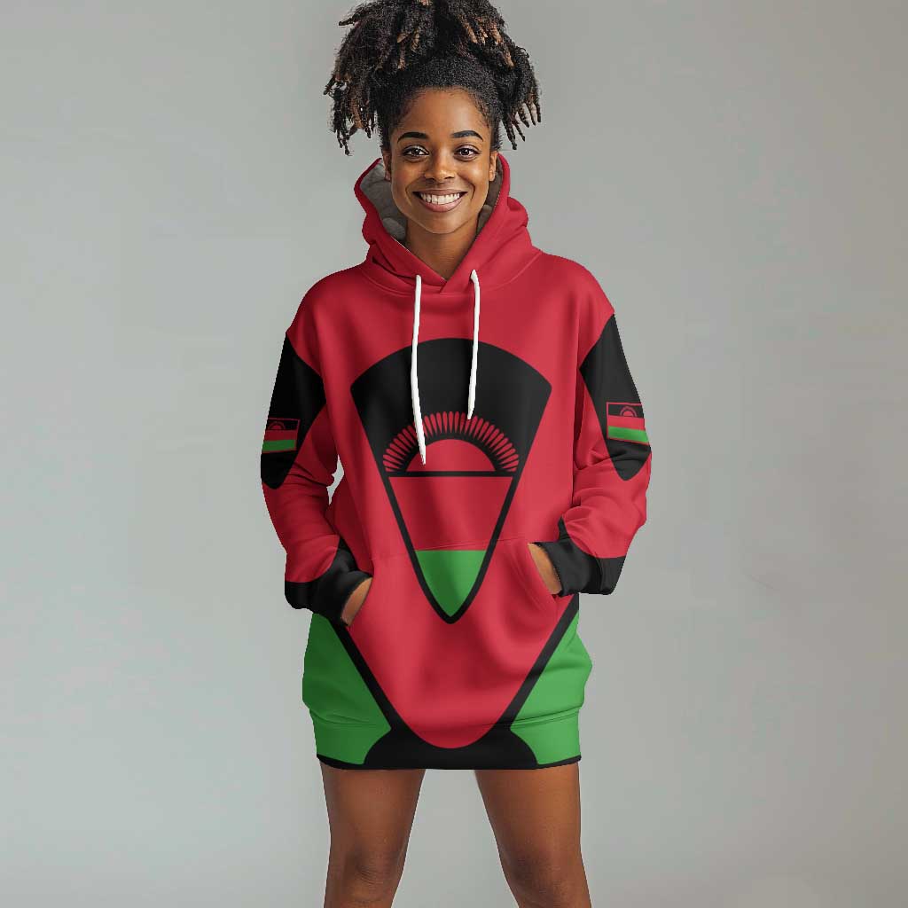 Malawi Hoodie Dress Flag Colors Blended with National Emblem