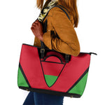 Malawi Leather Tote Bag Flag Colors Blended with National Emblem