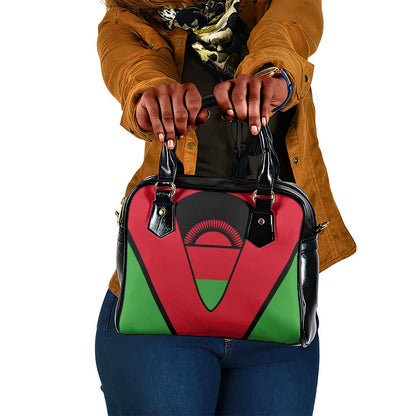 Malawi Shoulder Handbag Flag Colors Blended with National Emblem