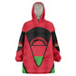 Malawi Wearable Blanket Hoodie Flag Colors Blended with National Emblem
