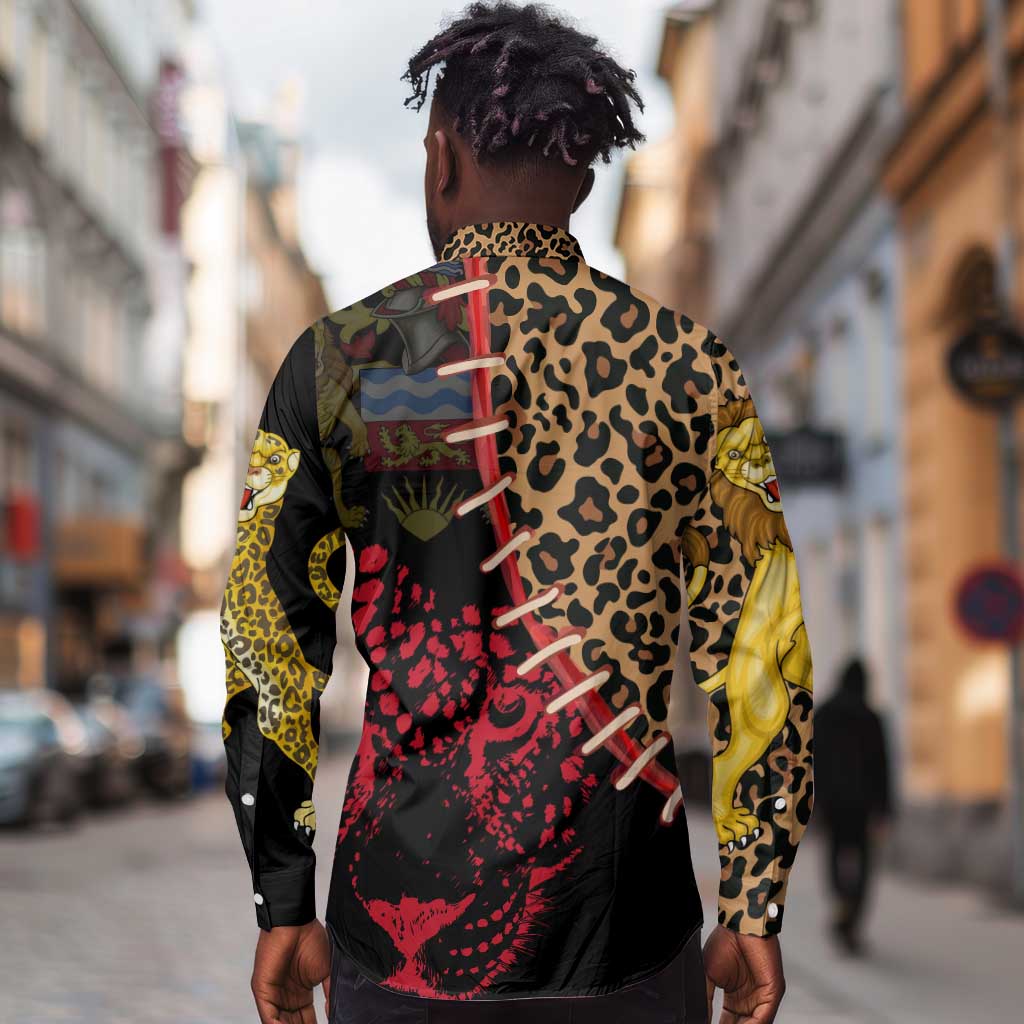 Leopard and Lion Malawi Long Sleeve Button Shirt Unity and Freedom
