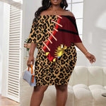 Leopard and Lion Malawi Off Shoulder Short Dress Unity and Freedom