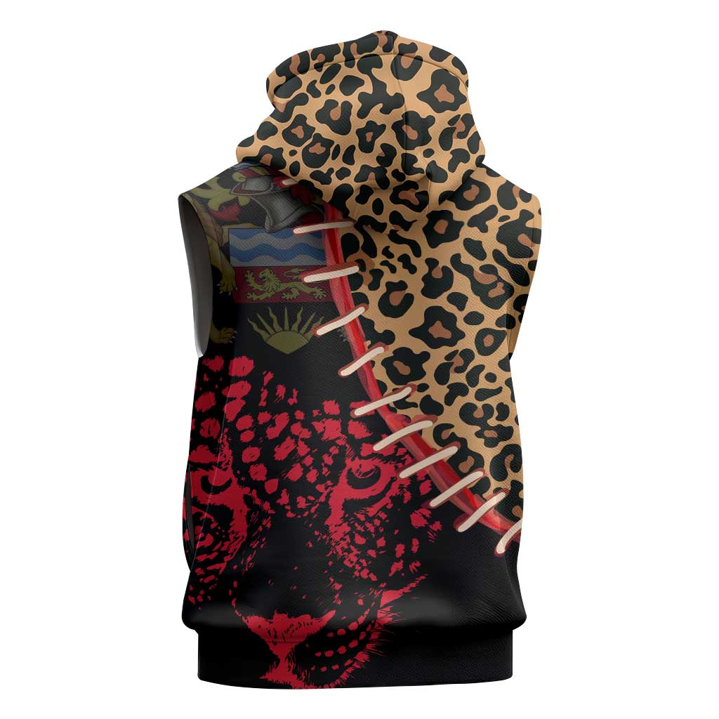 Leopard and Lion Malawi Sleeveless Zip Hoodie Unity and Freedom - African Pride