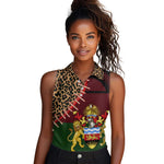 Leopard and Lion Malawi Women Sleeveless Polo Shirt Unity and Freedom
