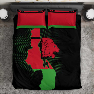 Malawi Lion Map Flag Bedding Set Wildlife Fusion Design