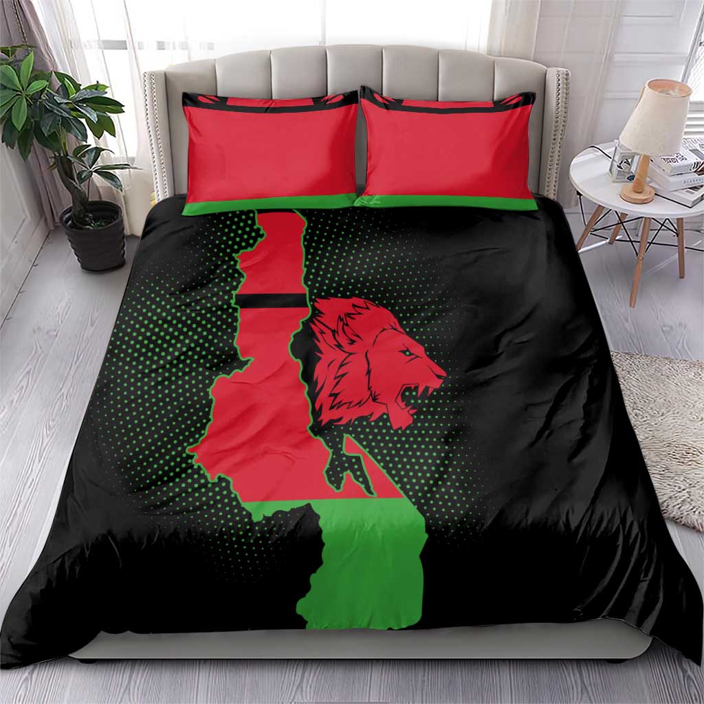 Malawi Lion Map Flag Bedding Set Wildlife Fusion Design