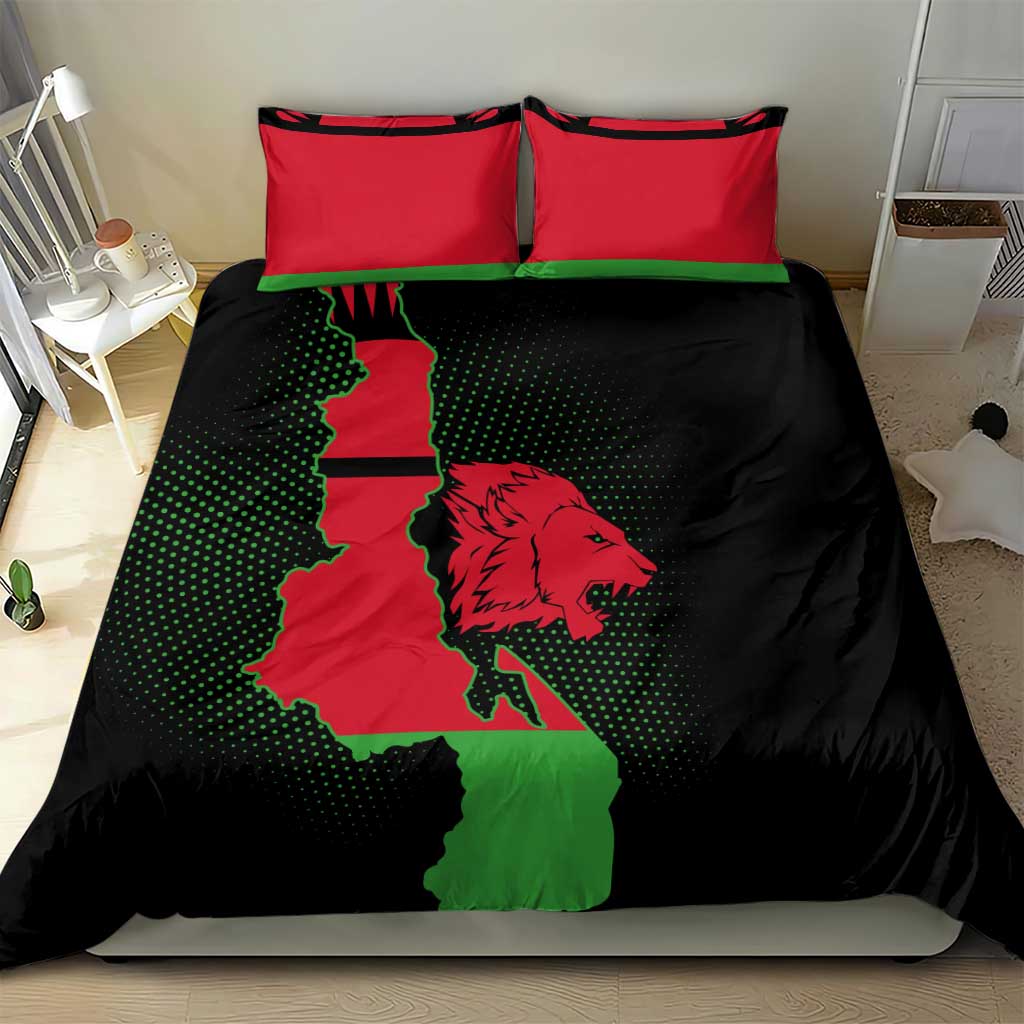 Malawi Lion Map Flag Bedding Set Wildlife Fusion Design