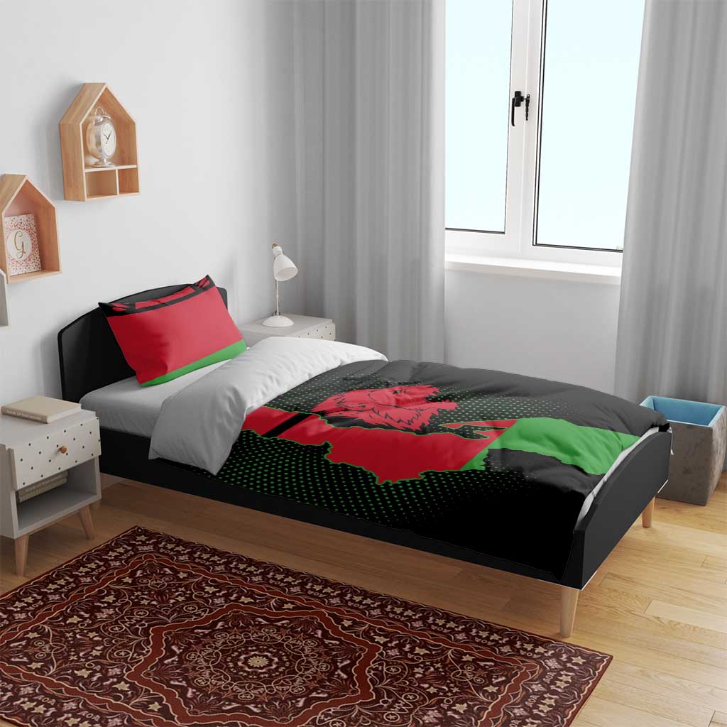 Malawi Lion Map Flag Bedding Set Wildlife Fusion Design
