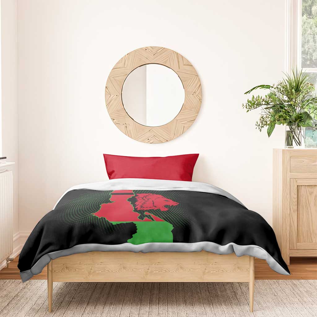 Malawi Lion Map Flag Bedding Set Wildlife Fusion Design