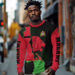 Malawi Lion Map Flag Long Sleeve Shirt Wildlife Fusion Design