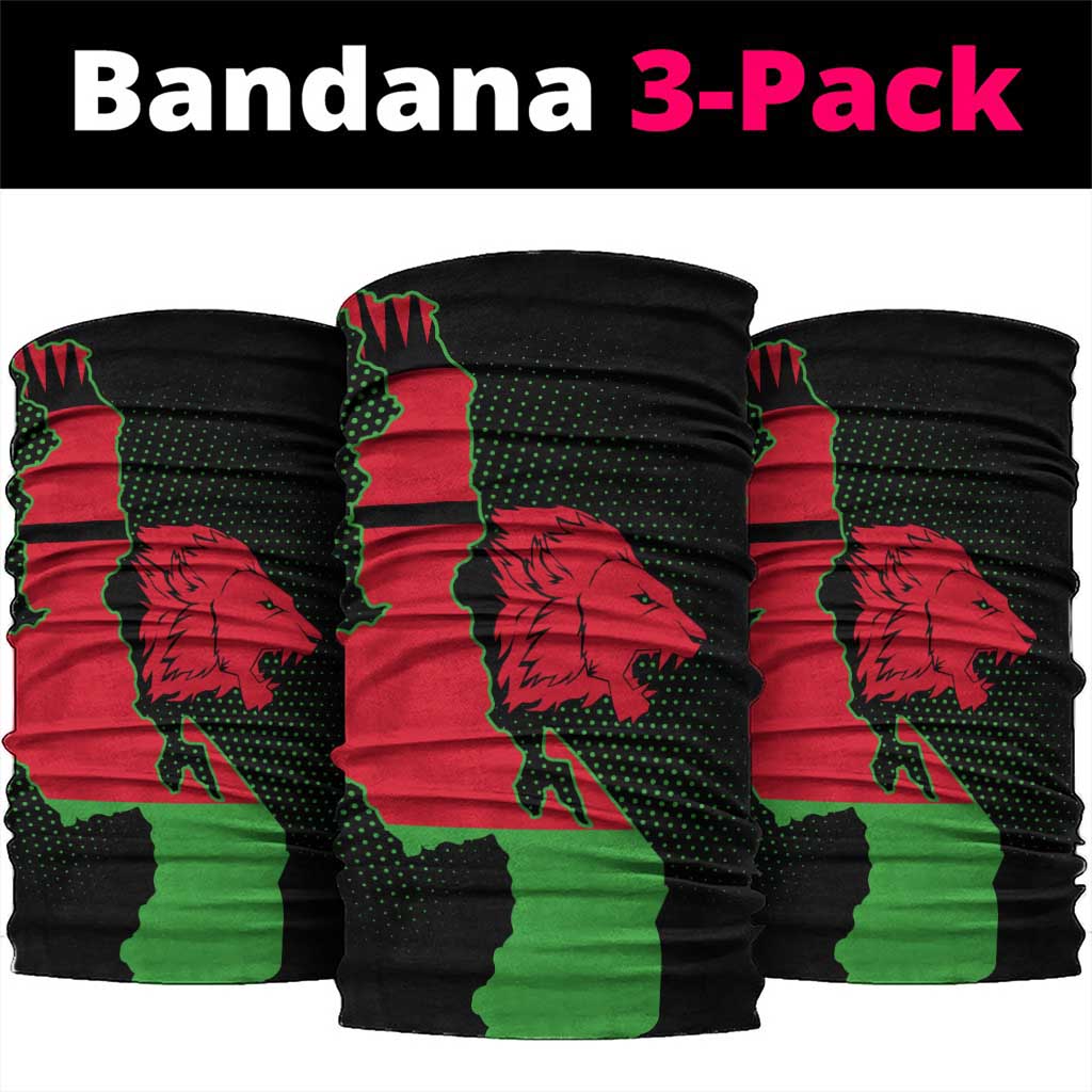 Malawi Lion Map Flag Neck Gaiter Wildlife Fusion Design TS04