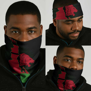 Malawi Lion Map Flag Neck Gaiter Wildlife Fusion Design TS04