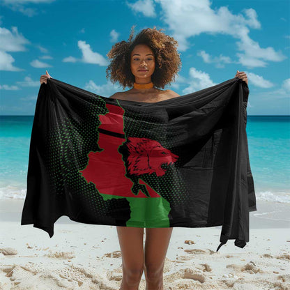 Malawi Lion Map Flag Sarong Wildlife Fusion Design
