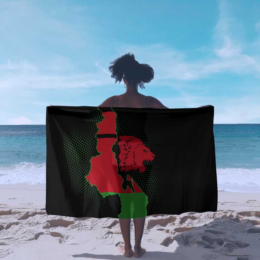 Malawi Lion Map Flag Sarong Wildlife Fusion Design