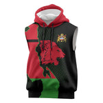Malawi Lion Map Flag Sleeveless Hoodie Wildlife Fusion Design - African Pride