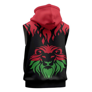 Malawi Lion Map Flag Sleeveless Hoodie Wildlife Fusion Design - African Pride