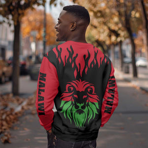 Malawi Lion Map Flag Sweatshirt Wildlife Fusion Design