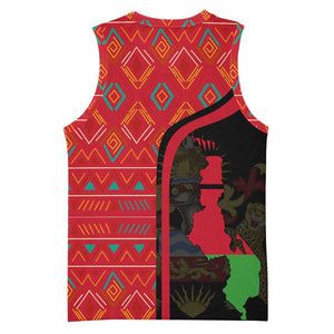 Malawi Patterns African Basketball Jersey Blended with Flag Colors and National Emblem TS04