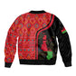 Malawi Patterns African Bomber Jacket Blended with Flag Colors and National Emblem