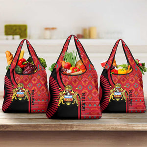 Malawi Patterns African Grocery Bag Blended with Flag Colors and National Emblem