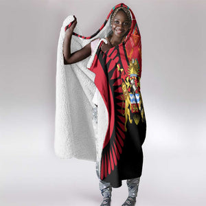 Malawi Patterns African Hooded Blanket Blended with Flag Colors and National Emblem