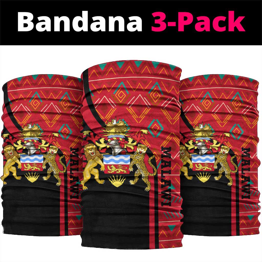 Malawi Patterns African Neck Gaiter Blended Flag Colors and National Emblem TS04