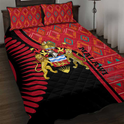 Malawi Patterns African Quilt Bed Set Blended with Flag Colors and National Emblem