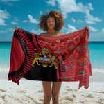 Malawi Patterns African Sarong Blended with Flag Colors and National Emblem