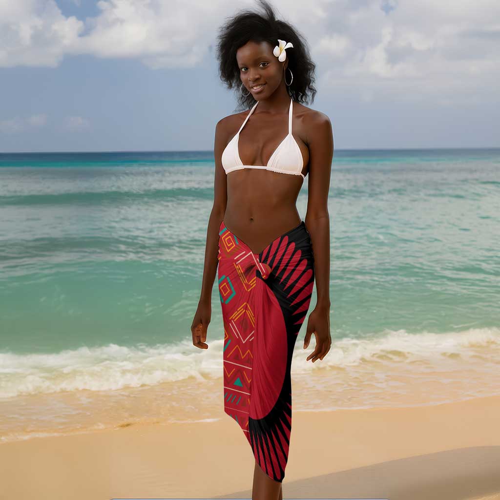 Malawi Patterns African Sarong Blended with Flag Colors and National Emblem