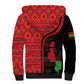 Malawi Patterns African Sherpa Hoodie Blended with Flag Colors and National Emblem