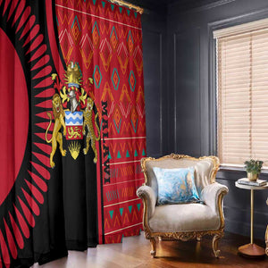 Malawi Patterns African Window Curtain Blended with Flag Colors and National Emblem