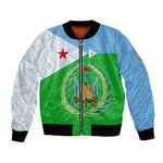 Djibouti Bomber Jacket Flag Tribal Motifs and Red Star Symbol of Unity