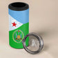 Djibouti 4 in 1 Can Cooler Tumbler Flag Tribal Motifs and Red Star Symbol of Unity