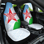 Djibouti Car Seat Cover Flag Tribal Motifs and Red Star Symbol of Unity
