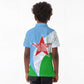 Djibouti Kid Polo Shirt Flag Tribal Motifs and Red Star Symbol of Unity