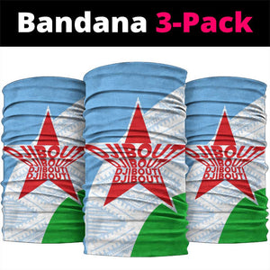 Djibouti Neck Gaiter Flag Tribal Motifs and Red Star Symbol of Unity TS04