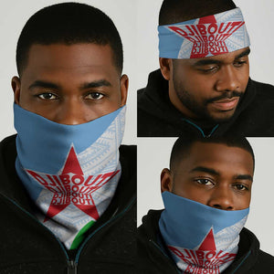 Djibouti Neck Gaiter Flag Tribal Motifs and Red Star Symbol of Unity TS04